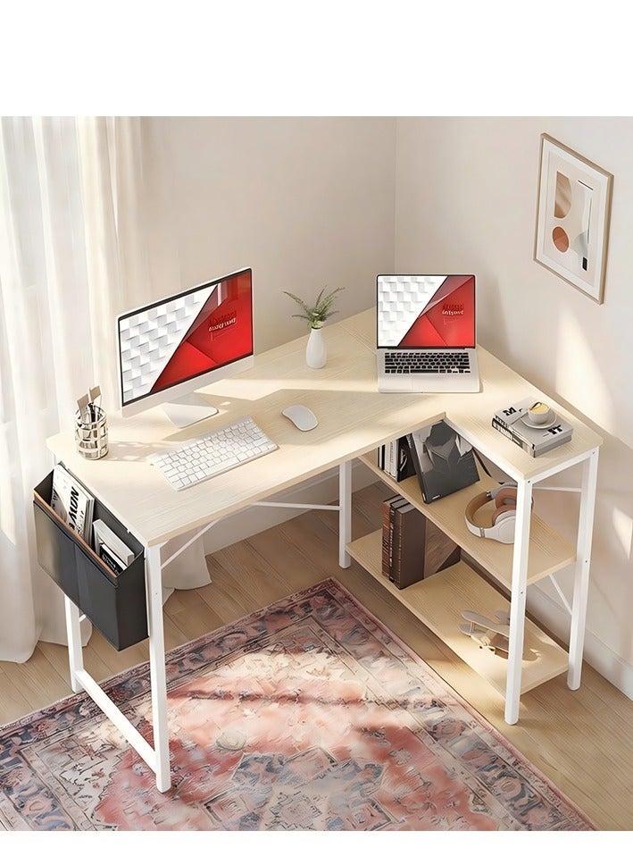ZUIHAO L Shaped Computer Desk, L-Shaped Corner Desk with Reversible Storage Shelves for Home Office Workstation, Modern Simple Style Writing Desk Table with Storage Bag - Image 1